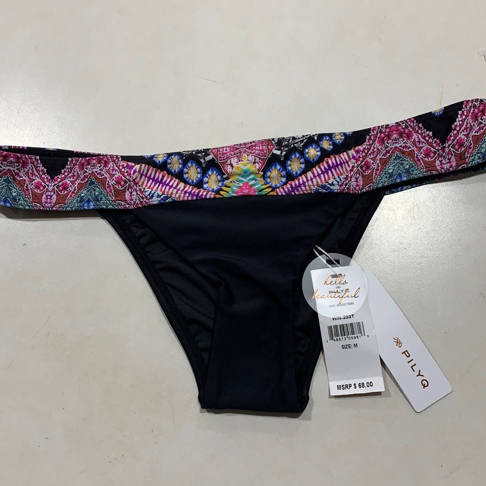 NWT PILYQ Hindi Banded Bikini Bottom Sz M